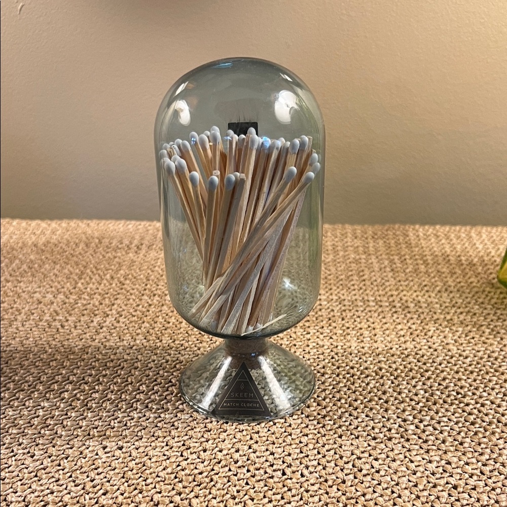 Anthropologie Glass Matchstick Holder with Silver Base